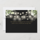 Zwart en Goud Bloemen Groen String Lichten Bedankkaart (Achterkant)