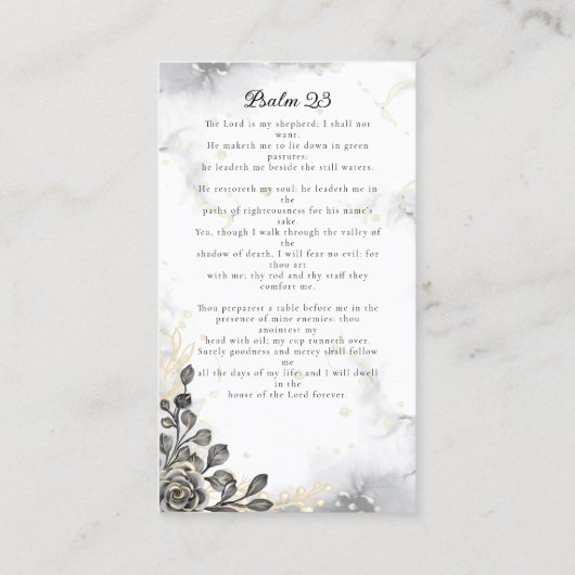 Zwart en Goud Bloemen Marmer Begrafenis Gebed Visitekaartje (Achterkant)