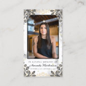 Zwart en Goud Bloemen Marmer Begrafenis Gebed Visitekaartje (Voorkant)