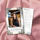 Zwart en Goud Bloemen Marmer Begrafenis Gebed Visitekaartje