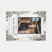 Zwart en Goud Bloemen Marmer Liefdevolle Geheugen  Fleece Deken (Voorkant (Horizontaal))