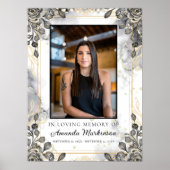 Zwart en Goud Bloemen Marmer Liefdevolle Geheugen  Poster (Voorkant)