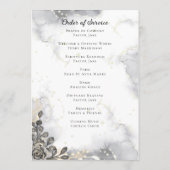 Zwart en Goud Bloemen Marmer Order of Service Programmakaart (Achterkant)