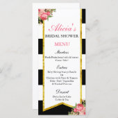 Zwart en Goud Bloemen Menu Kaarten (Voorkant / Achterkant)