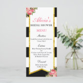 Zwart en Goud Bloemen Menu Kaarten (Staand voorkant)
