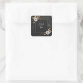 Zwart en Goud Bloemen met Witte Bloemen Huwelijk Vierkante Sticker (Tas)