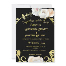 Zwart en Goud Bloemen Moderne Boho Huwelijk