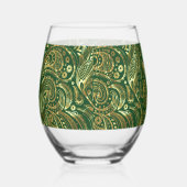 Zwart en Goud Bloemen Paisley Monogram Wijnglas Zonder Voet (Rechts)
