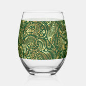 Zwart en Goud Bloemen Paisley Monogram Wijnglas Zonder Voet (Links)