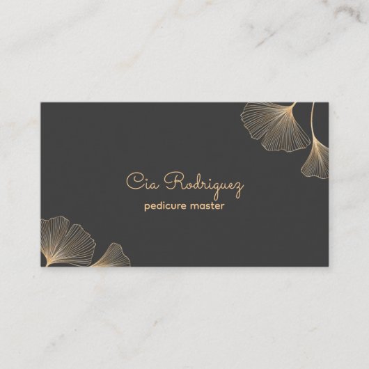 Zwart en Goud Bloemen Pedicure Master Visitekaartje (Voorkant)