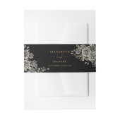 Zwart en Goud Bloemen Rozen Gotische Bruiloft Uitnodigingen Wikkel (Voorkant Voorbeeld)