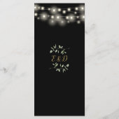 Zwart en Goud Bloemen String Lights Trouwdiner Menu (Achterkant)