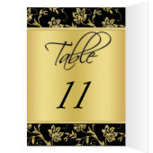 Zwart en Goud Bloemen Tafelnummer Kaart (Binnen (Links))