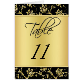 Zwart en Goud Bloemen Tafelnummer Kaart