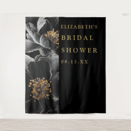 Zwart en Goud Bloemen Vrijgezellenfeest Foto Achte Wandkleed