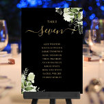 Zwart en Goud Bloemen Zitplannummer Tafelnummer<br><div class="desc">Deze elegante zwarte en gouden botanische groene bladeren bruiloft tafelnummers kunnen worden gepersonaliseerd met het zitplan van uw gasten in chique typografie. De kaarten zijn op de voor- en achterkant gedrukt (dubbelzijdig). Ontworpen door Thisnotme©</div>