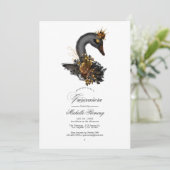 Zwart en Goud Bloemen Zwaan Quinceañera Foto Kaart (Staand voorkant)