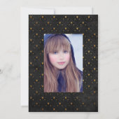 Zwart en Goud Bloemen Zwaan Quinceañera Foto Kaart (Achterkant)