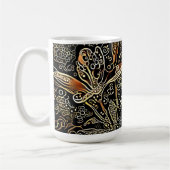 Zwart en goud bloemendesign kunstbeker mok (Links)