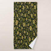Zwart en goud bloemmotief badhanddoek (Badhanddoek)