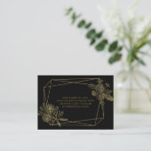 Zwart en goud bloemmotief informatiekaartje (Staand voorkant)