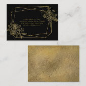 Zwart en goud bloemmotief informatiekaartje (Voorkant / Achterkant)