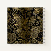 Zwart en goud  bloemmotief paisley notitieboek (Achterkant)