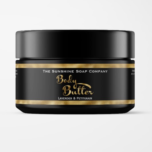 Zwart en Goud Body Butter Jar Label