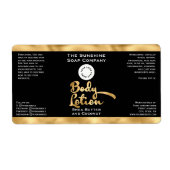 Zwart en Goud Body Lotion Flesetiket met logo Etiket (Voorkant)
