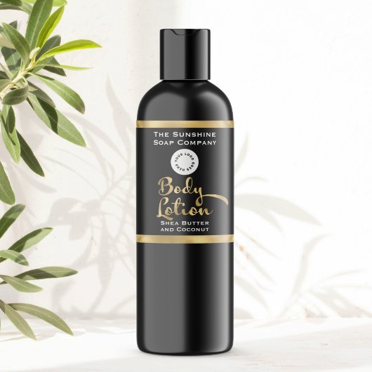 Zwart en Goud Body Lotion Flesetiket met logo Etiket