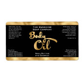 Zwart en Goud Body Olie Fles Label (Voorkant)