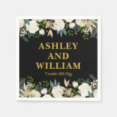 Zwart en goud Boho Bohemian Chic Greenery Wedding Servet (Voorkant)