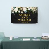Zwart en goud Boho Bohemian Chic Greenery Wedding Spandoek (Beurs)