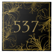Zwart en Goud Boho Decoratieve Huisnummerplaat Tegeltje (Voorkant)