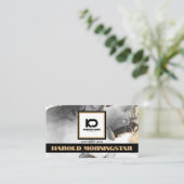 Zwart en Goud BOLD Vierkante Logo en QR Code Visitekaartje (Staand voorkant)