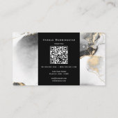 Zwart en Goud BOLD Vierkante Logo en QR Code Visitekaartje (Achterkant)