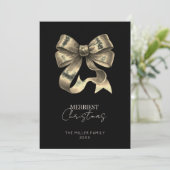Zwart en goud boog minimalistische kerst feestdagenkaart (Staand voorkant)
