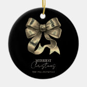 Zwart en goud boog minimalistische kerst keramisch ornament (Voorkant)