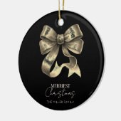 Zwart en goud boog minimalistische kerst keramisch ornament (Links)