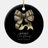 Zwart en goud boog minimalistische kerst keramisch ornament (Achterkant)