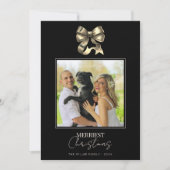 Zwart en Goud Boog Moderne Foto Kerstmis Feestdagenkaart (Voorkant)