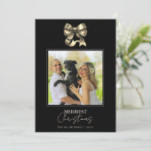 Zwart en Goud Boog Moderne Foto Kerstmis Feestdagenkaart (Staand voorkant)