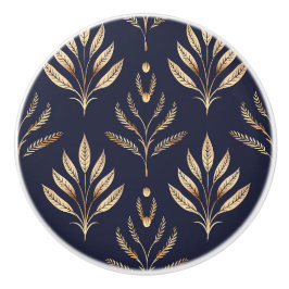 Zwart en goud botanische art deco keramische knop