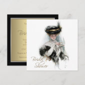 Zwart en Goud  Bruids Theeschoen Kaart (Voorkant / Achterkant)