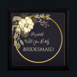 Zwart en goud bruidsmeisje voorstel doos cadeaudoosje<br><div class="desc">Elegante zwarte bruidsmeisje voorstel doos met rustieke gouden bloemen. De perfecte keuze voor hedendaagse chique herfst- of winterbruiloften!</div>