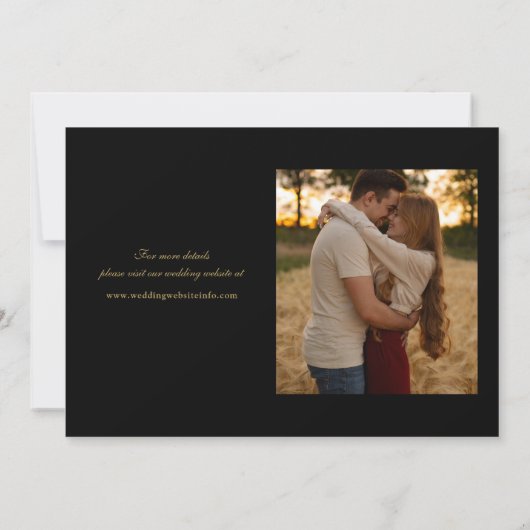 Zwart en goud bruiloft 2 foto Elegant script Save The Date (Achterkant)