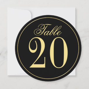 Zwart en Goud Bruiloft Cirkel Tafel Nummer Kaart
