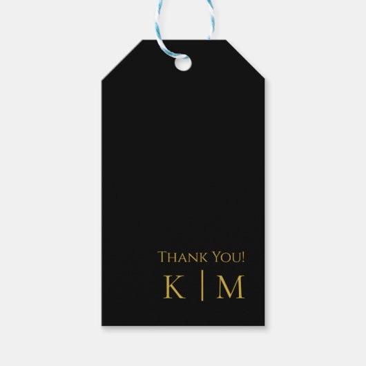 Zwart en Goud-Bruiloft Dank u- Cadeaulabel (Voorkant)