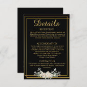 Zwart en Goud Bruiloft Details Behuizing Kaart (Voorkant / Achterkant)