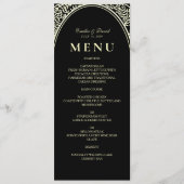 zwart en goud bruiloft diner menu (Voorkant)